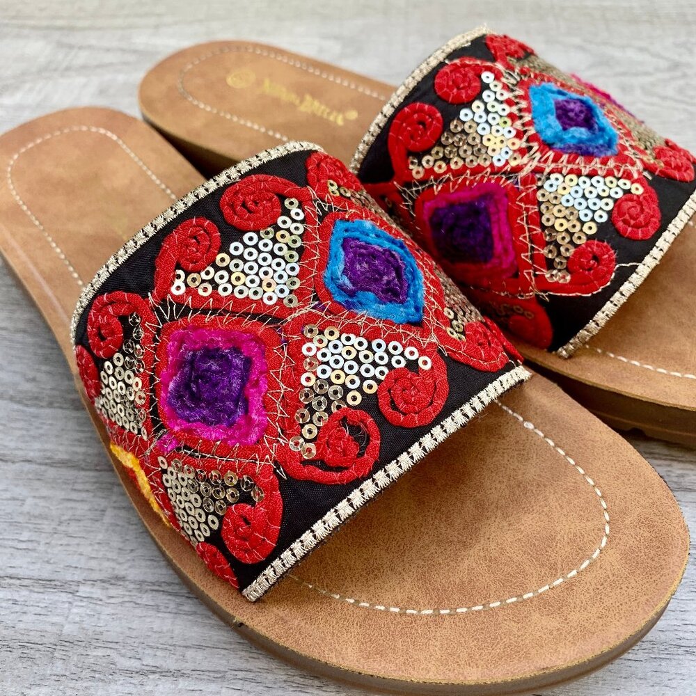 Delight Comfort Embroidered Sandal - Red - Picture 1 of 3